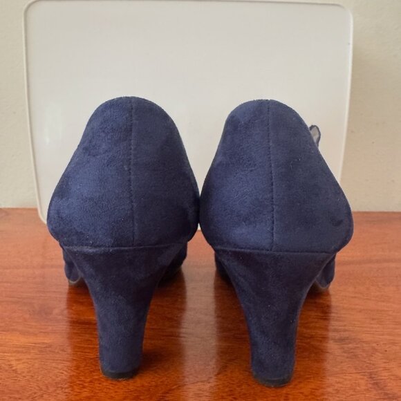 Aerosoles blue faux suede 2" heel zippered mule 8M - Picture 4 of 5